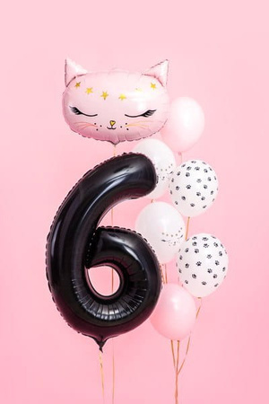 Balon foliowy Cyfra ''6'', 86cm, czarny Party Deco