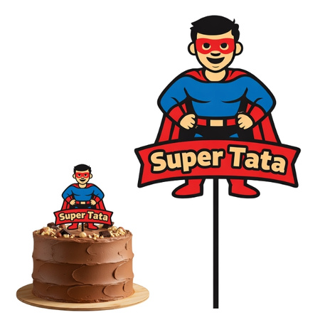Topper na tort 16x8,5 cm SUPER TATA DZIEŃ TATY WZ.III