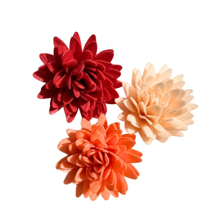 Kwiaty waflowe na tort ASTRY ODCIENIE BEŻU POMARAŃCZU I CZERWIENI 3 szt. Rose Decor