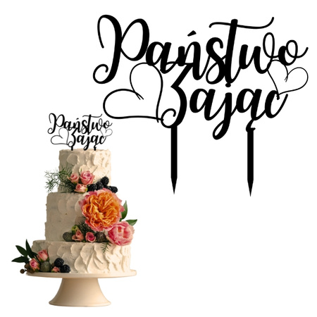 Personalizowany topper ŚLUBNY WESELNY WZ.I NAZWISKO + KOLOR
