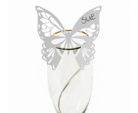 #DEI Motylki na kieliszek, imienne, Elegant Butterfly, białe, 10szt.