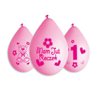 #BL Balony Premium "Moje 1 urodziny ( różowy ), 12" / 5 szt. (wiszące) KK