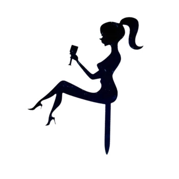 Akrylowy topper na tort siedząca KOBIETA Z KIELISZKIEM