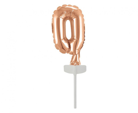 #BFC3 Balon foliowy B&C 13 cm na patyczku "Cyfra 0", różowo-złota