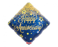 #BFK Balon Ibrex Hel, diament 14", Happy Anniversary Glitter, packed