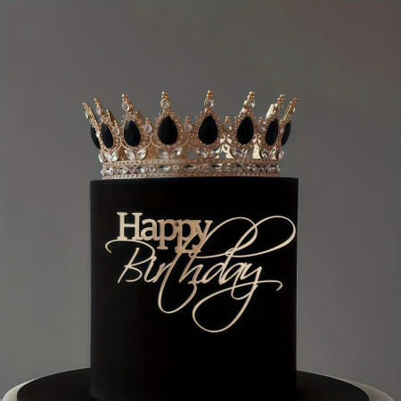 Akrylowy decor topper na bok tortu HAPPY BIRTHDAY ZŁOTY 