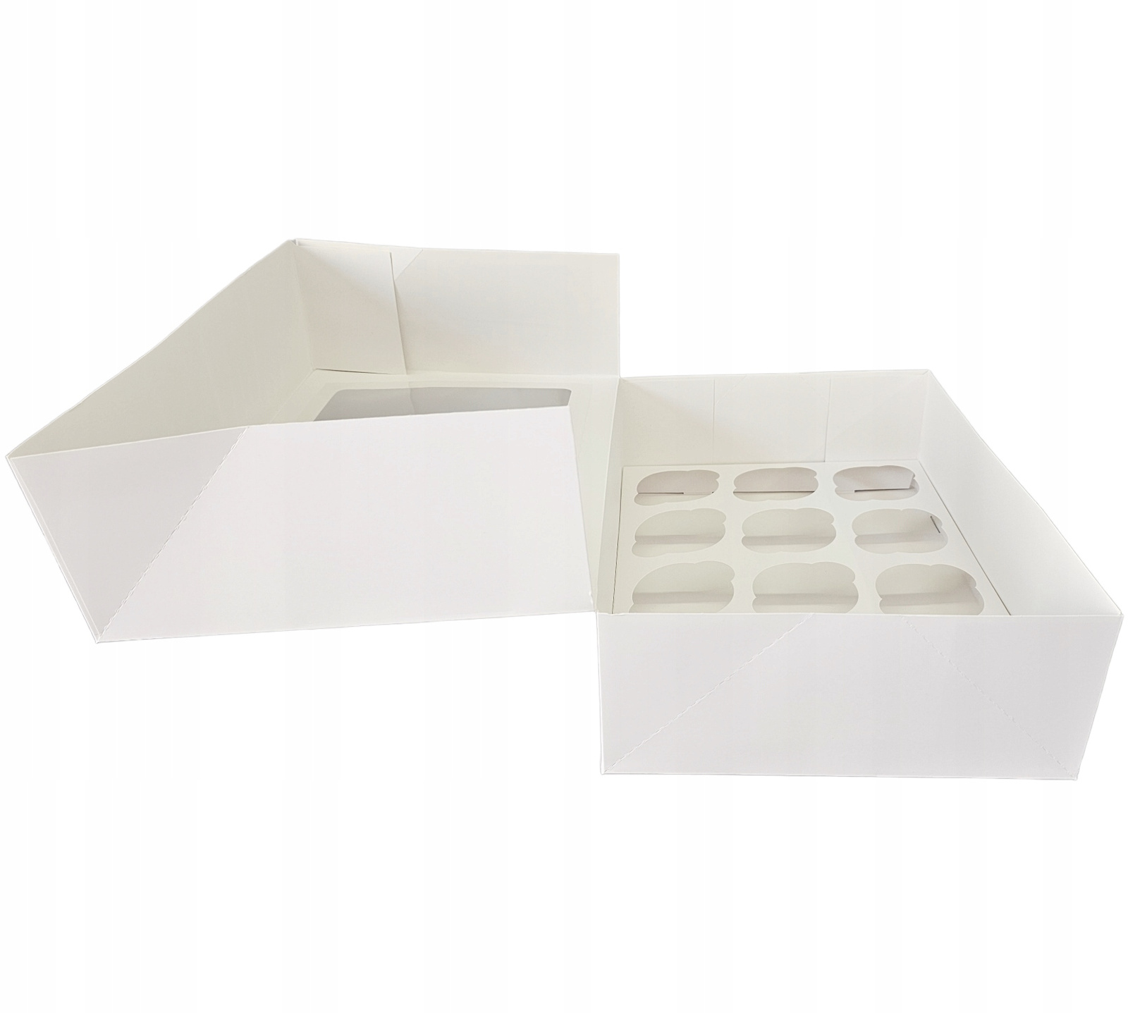 Białe pudełko na 12 muffinek z okienkiem – widok z góry