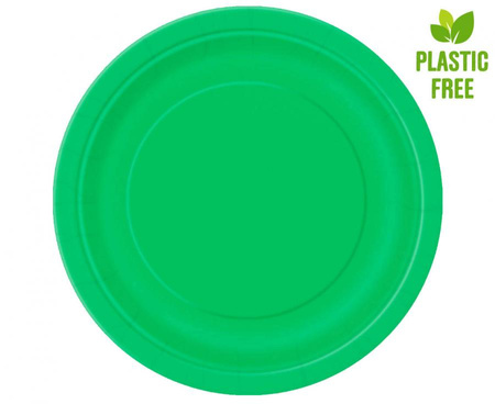 #ZTA Talerzyki papierowe, zielone, 23 cm, 8 szt. (plastic-free)
