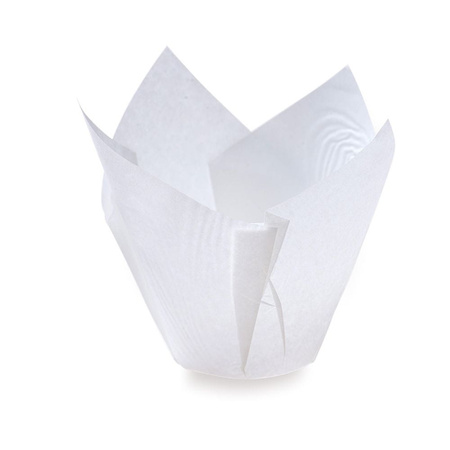 Papilotki do muffinek tulipan BIAŁE 50x80 mm 50 szt.
