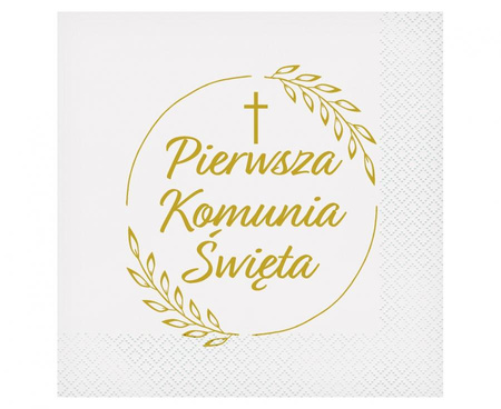 #ZSE_GD Serwetki Pierwsza Komunia Święta (kłosy), certyfikat FSC, 33x33 cm/ 20 szt.