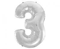 #BFC51 Balon foliowy B&C Cyfra 3, srebrna, 92 cm AA