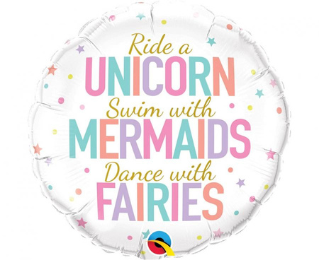 #BFK Balon foliowy 18 cali  QL RND Unicorn, Mermaids, Fairies KK