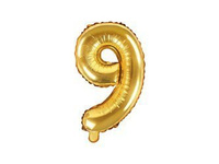 Balon foliowy Cyfra ''9'', 35cm, złoty