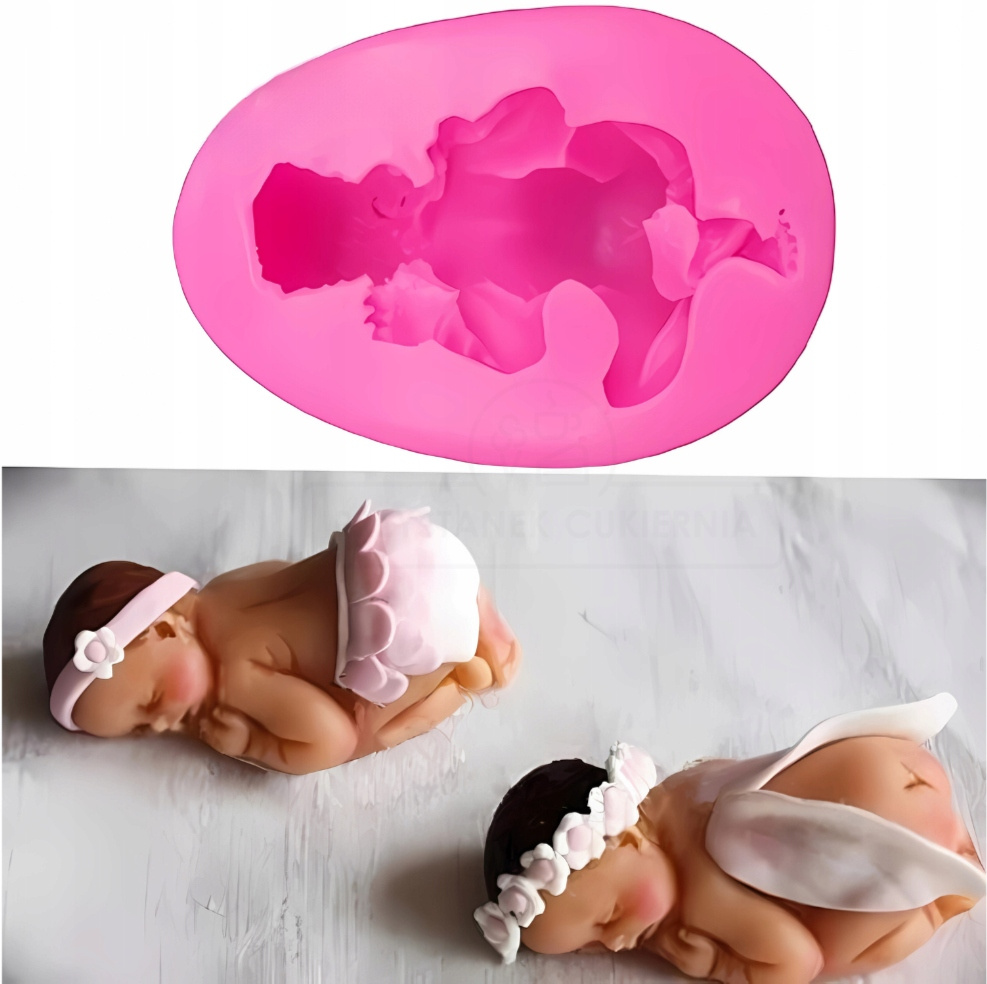 Forma silikonowa do dekoracji niemowlę - widok przekroju i głębokości formy
