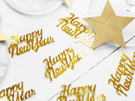 Konfetti Happy New Year, złoty, 4 x 2cm, 3g
