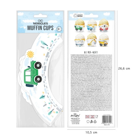 Owijki - papilotki do muffinek AUTA 6 szt. Party Pal