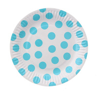 #ZTA_GD Talerzyki pap. białe, Groszki błękitne 311U, 18 cm, 6 szt.