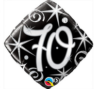 #BFK Balon foliowy 18" QL SHP "70, czarny serpentyny i gwiazdki" KK