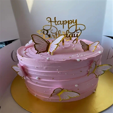 Topper na tort urodzinowy złoty HAPPY BIRTHDAY  11,5x9,5 cm WZ. VII