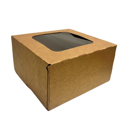 Pudełko na ciasto bento cake z okienkiem 13x13x7 cm KRAFT