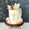 Decor topper na tort KRZYŻ złoty