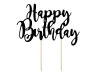 Topper na tort Happy Birthday, czarny, 22,5cm Party Deco