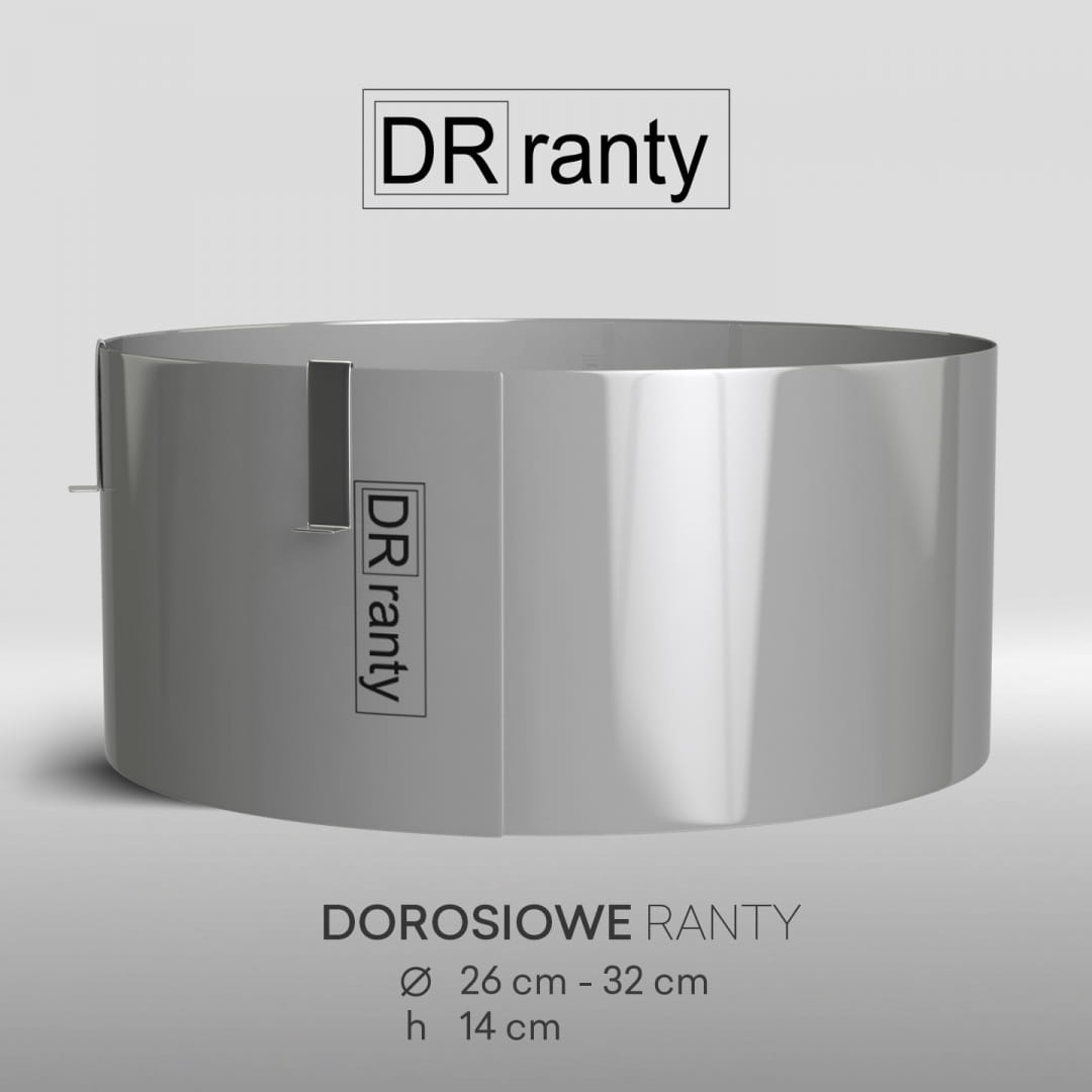 Regulowany rant do ciast DR ranty, widok na regulację średnicy i spinki