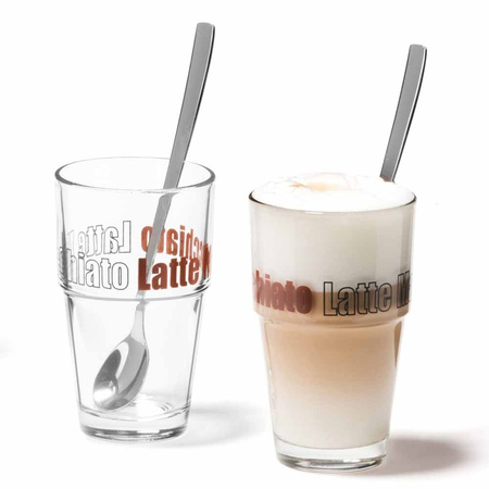 Zestaw 2 szklanek z łyżeczkami Latte Solo - Leonardo