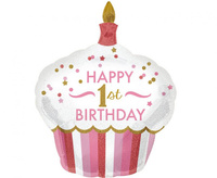 #BFK Balon foliowy 73 x 91 cm, 1st Birthday Cupcake Girl, SuperShape