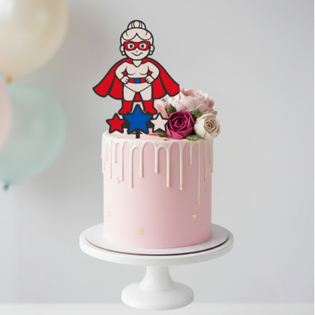 Topper na tort 15x7,5 cm SUPER BABCIA DZIEŃ BABCI WZ.III