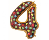 #BFC12 Balon foliowy Cyfra 4, ciasteczko, 78 cm KK