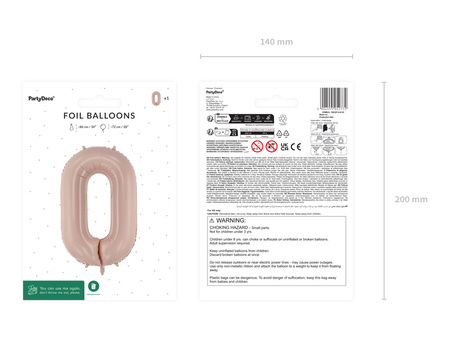Balon foliowy Cyfra ''0', 72cm, c. beż