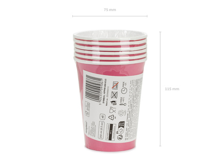 Kubeczki papierowe, ciemny różowy, 250ml (1 op. / 6 szt.)