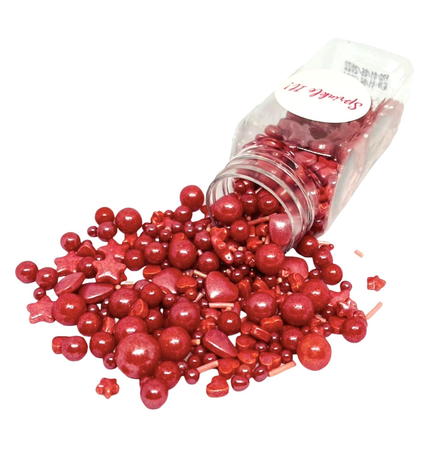Posypka cukrowa RED VELVET 100g Sprinkle It! - opakowanie i wygląd dekoracji