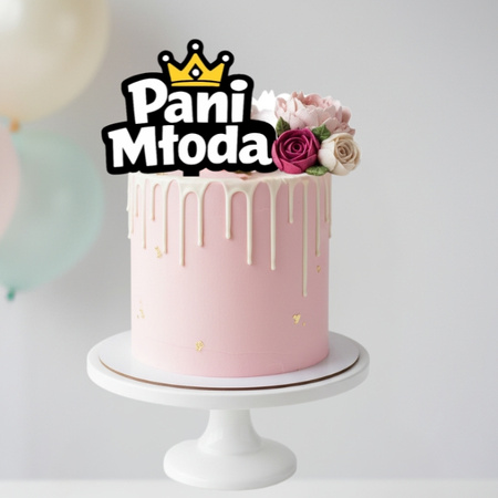 Topper na tort 15x12 cm PANI MŁODA WIECZÓR PANIEŃSKI