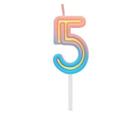 #SC22 Świeczka cyferka B&C Neon 5, 44x27x12mm, 1 szt.