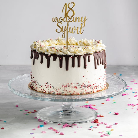 Topper na tort personalizowany Cyfra + urodziny + imię