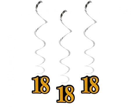 #DEI Dekoracja wisząca B&C 18, czarno-złota, 14 cm, 3 szt. KK