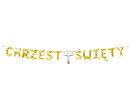#DEGI Girlanda papierowa "CHRZEST ŚWIĘTY", złota , 1,8 m.