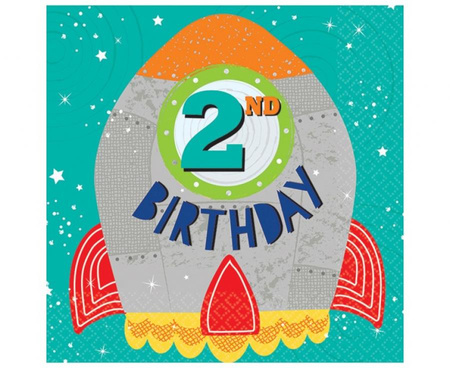 #ZSE Serwetki pap. Blast Off 2nd Birthday, rozm. 33 x 33 cm, 16 szt.