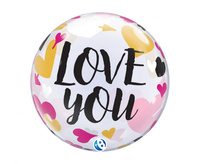 #BFK Balon Takara BUBBLE BALLOON Love you Hearts & Arrows, 22"