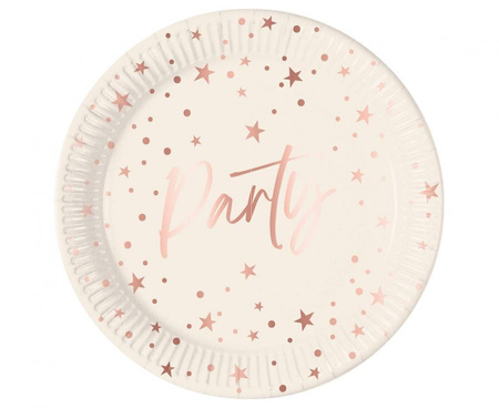 #ZTA Talerzyki papierowe Rose Gold Party, Decorata, FSC, 23 cm, 8 szt.