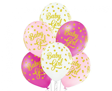#BL Balony D11 Baby Girl Dots 1C5S, 6 szt.
