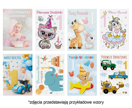 #ZK Laurka z brokatem B6B 117x167 Urodziny Roczek zest. 700 Dziecięce - Baby, Chłopiec, Dziewczynka