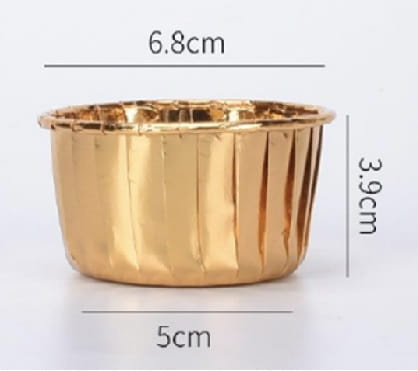 Kubeczki do muffinek złote – widok od góry i z boku, prezentacja kształtu