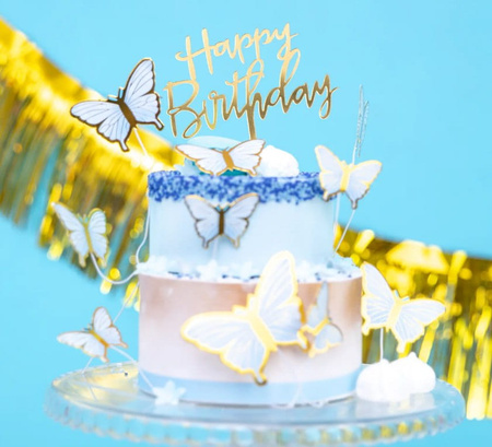 Topper na tort Happy Birthday ZŁOTY Part Pal