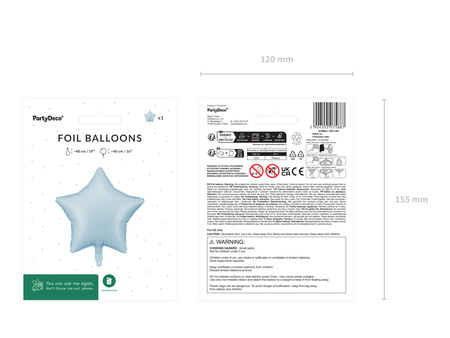 Balon foliowy Cyfra '9', 86cm, mglisty niebieski