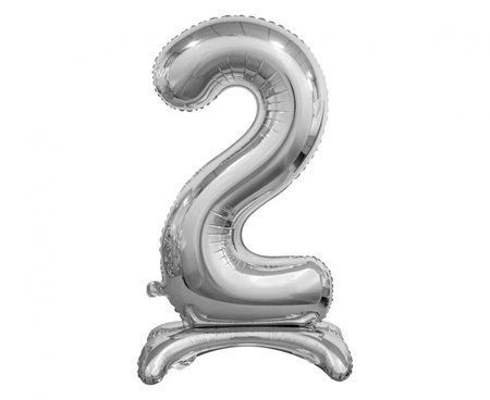 #BFC5 Balon foliowy B&C Cyfra stojąca 2, srebrna, 74 cm