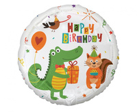 #BFK Balon foliowy Krokodylek z prezentem (Happy Birthday), 18" KK
