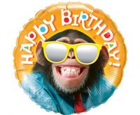 #BFK Balon foliowy 18" SHP -  Smiling chimp Birthday